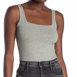 BP Nordstrom Gray Square Neck Bodysuit NWOT Large
